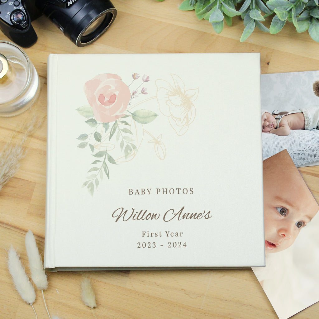 Personalised Floral Square Photo Album - Truly Yours