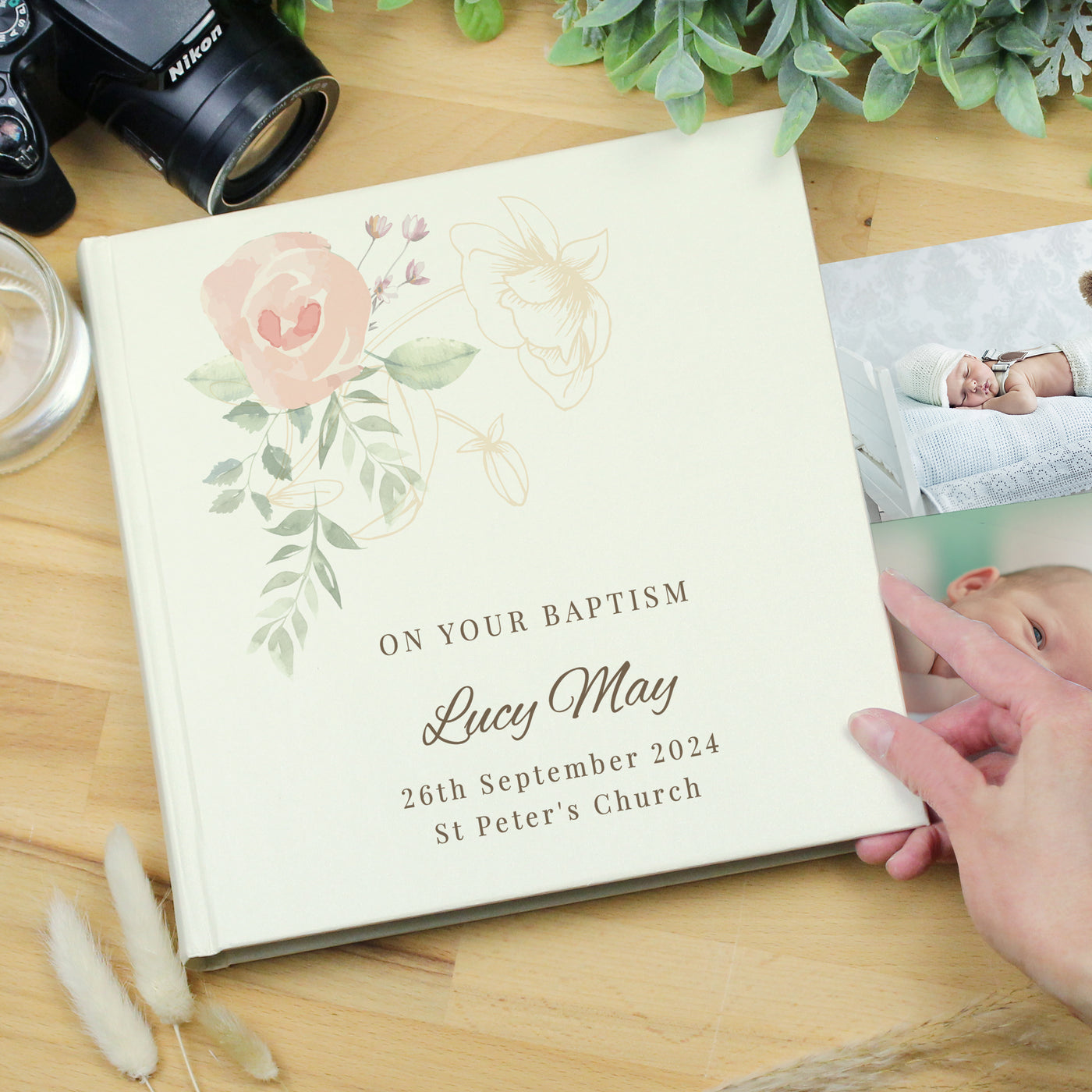 Personalised Floral Square Photo Album - Truly Yours