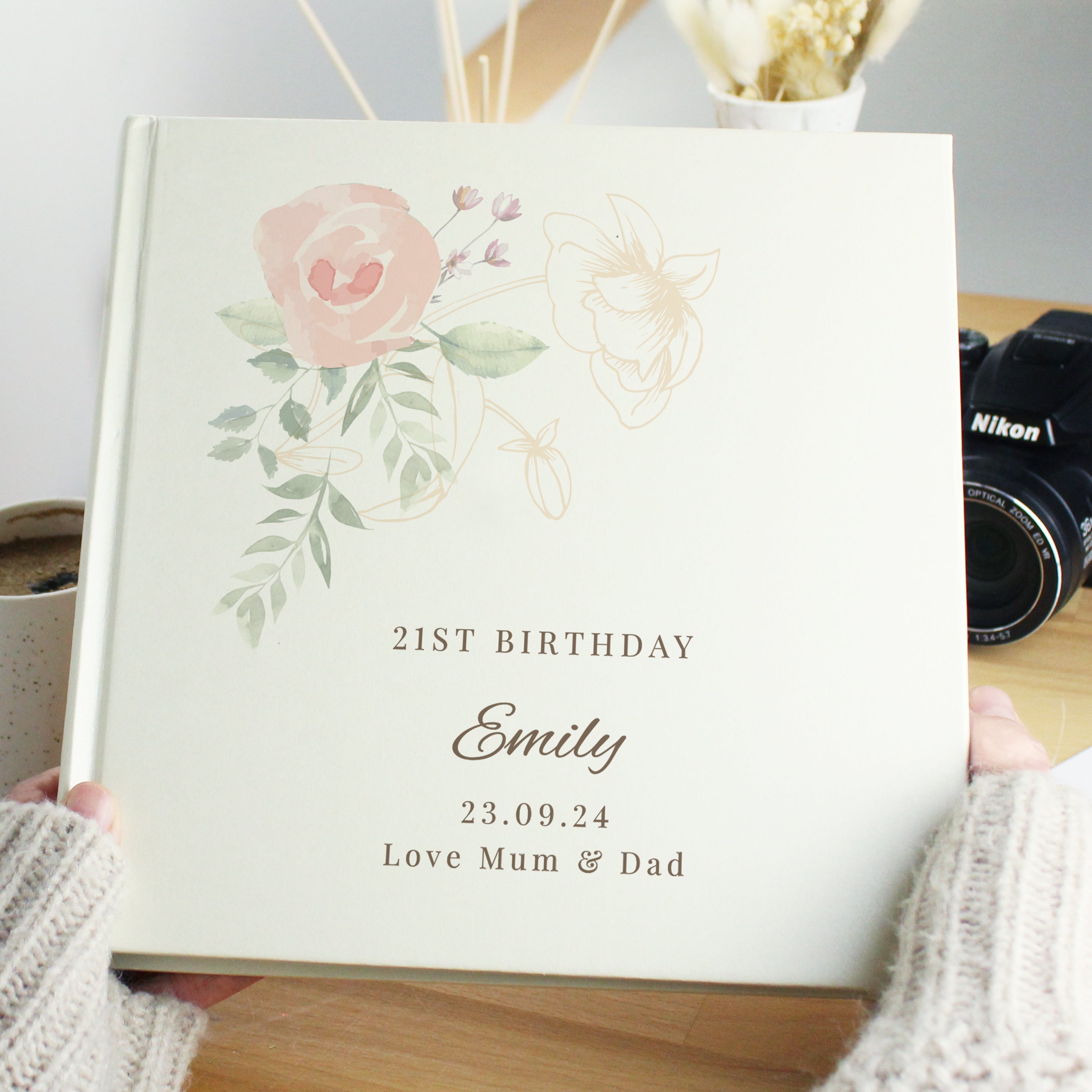 Personalised Floral Square Photo Album - Truly Yours