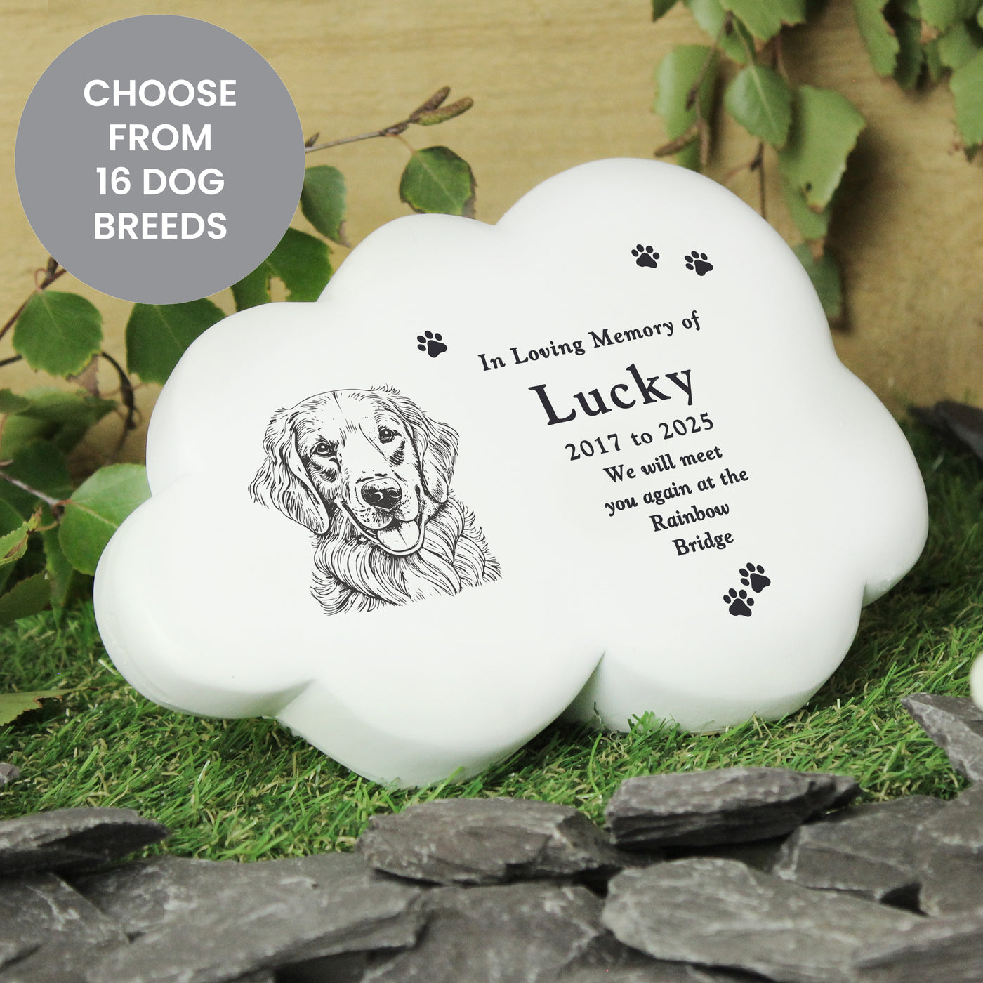 Personalised Dog Breed Garden Memorial Cloud - Truly Yours