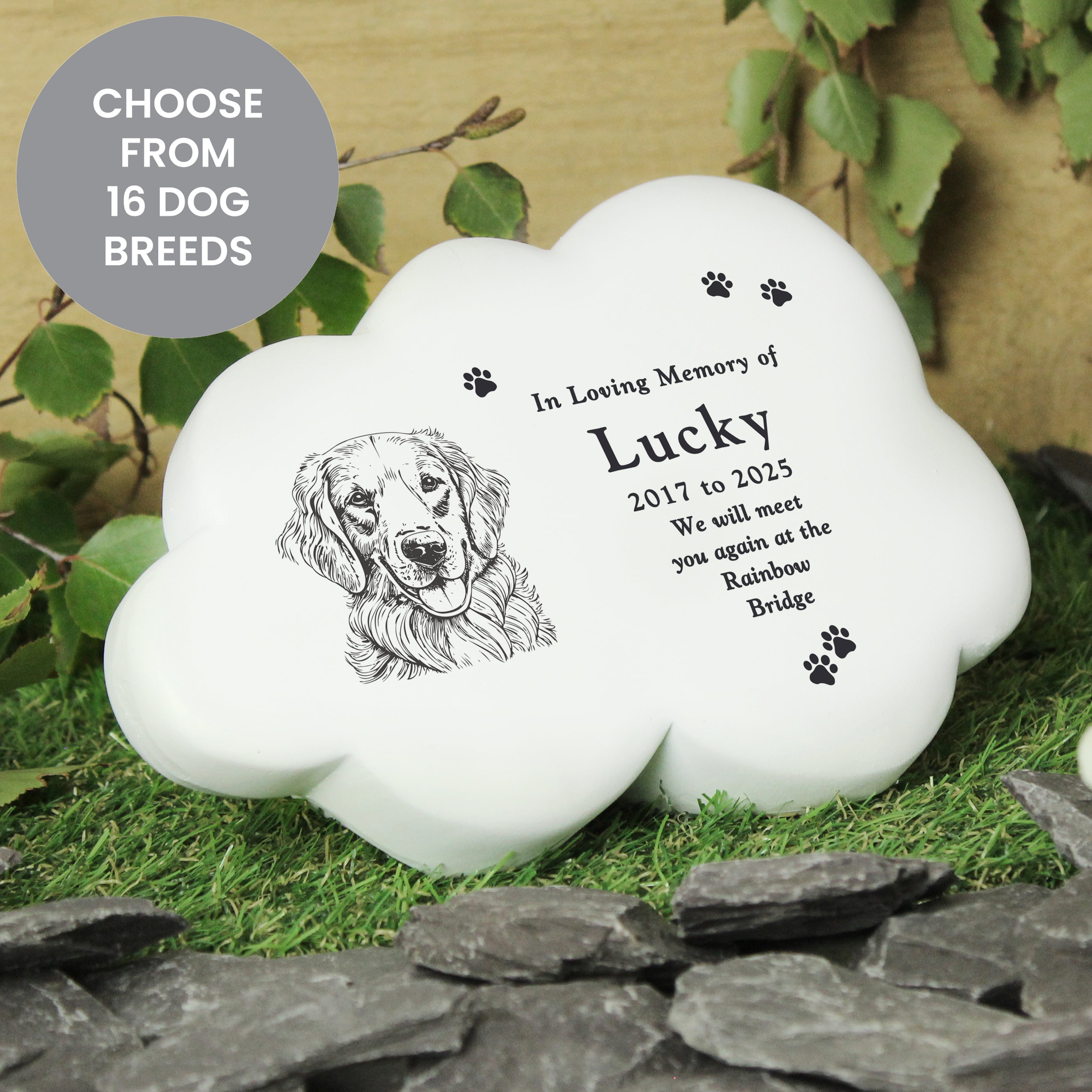 Personalised Dog Breed Garden Memorial Cloud - Truly Yours