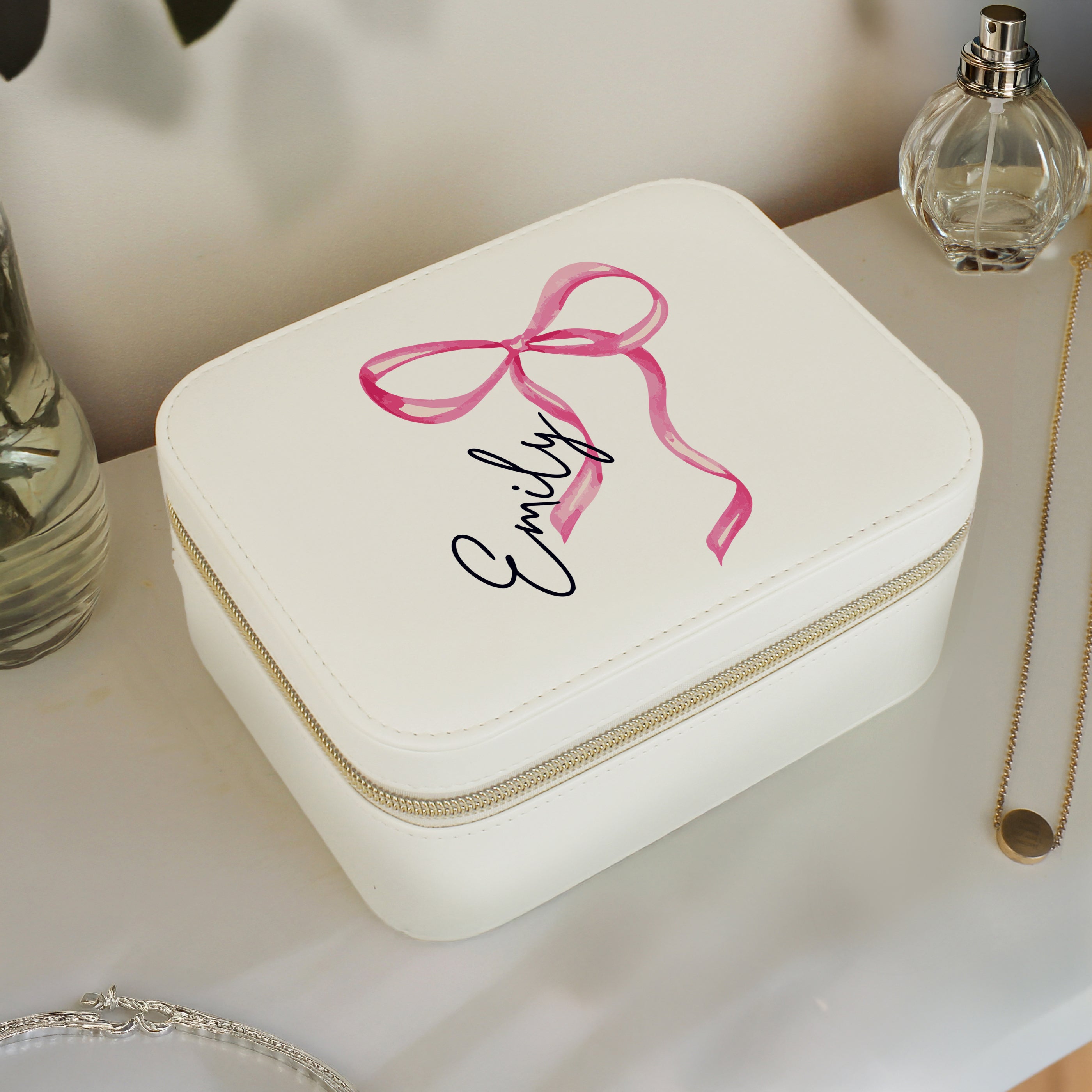 Personalised Bow Travel Jewellery Box - Truly Yours