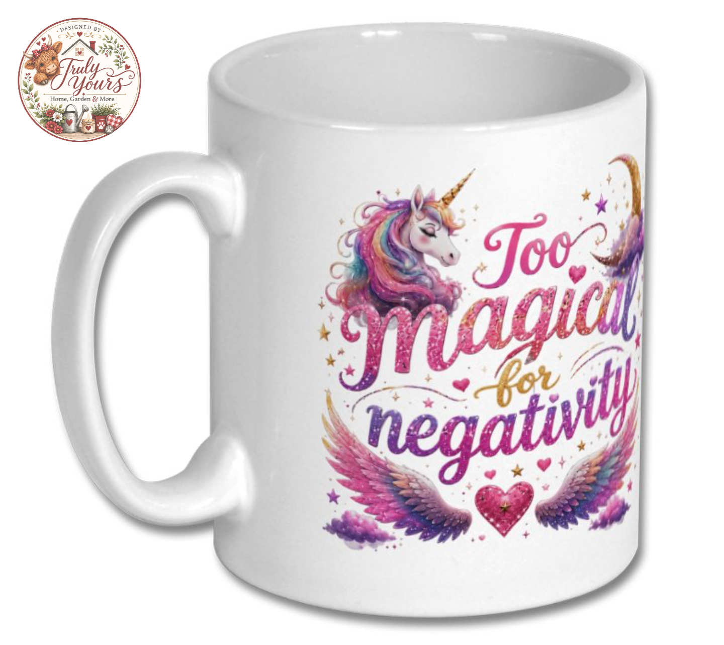 Too Magical for Negativity Unicorn Ceramic Mug – Inspirational Coffee & Tea Cup Gift