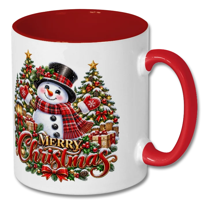 Merry Christmas Snowman Ceramic Mug