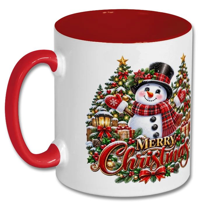 Merry Christmas Snowman Ceramic Mug