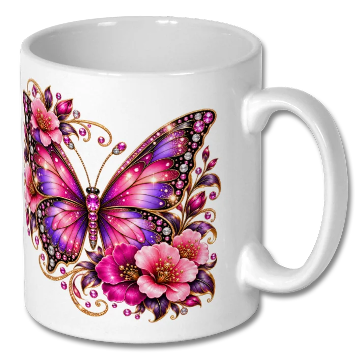 Pink & Purple Butterfly 10oz Ceramic Mug