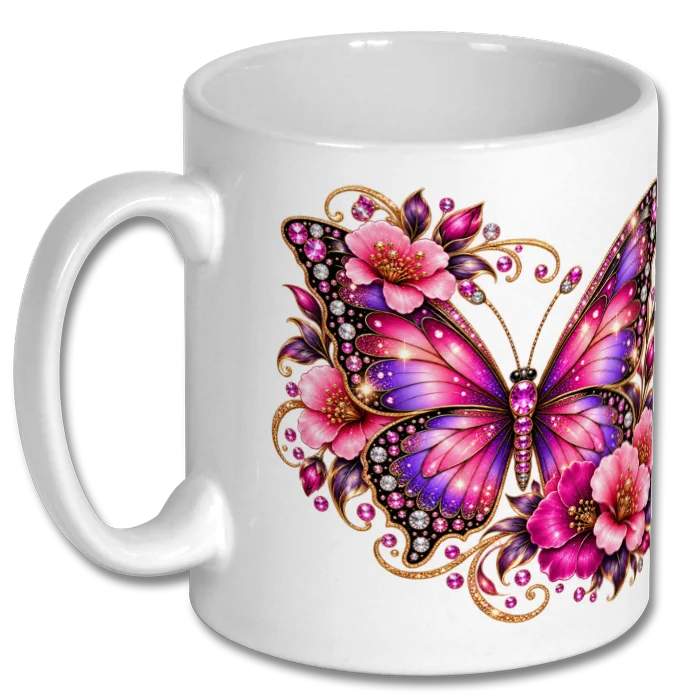 Pink & Purple Butterfly 10oz Ceramic Mug