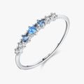 MODIAN 925 Sterling Silver Stackable Ring - Blue & Clear Zirconia