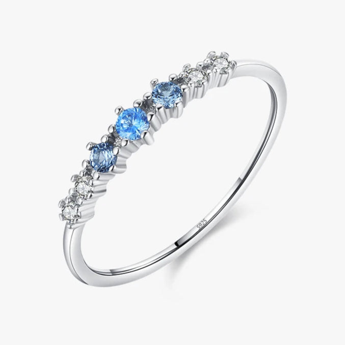 MODIAN 925 Sterling Silver Stackable Ring - Blue & Clear Zirconia - Truly Yours