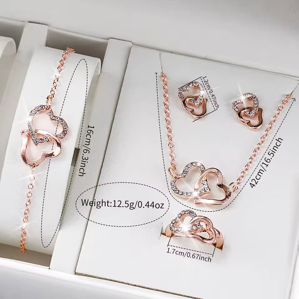 6pcs Luxury Women's Frosted Watch Set - Sparkling Heart Jewellery & Leather Strap Timepiece - Truly Yours