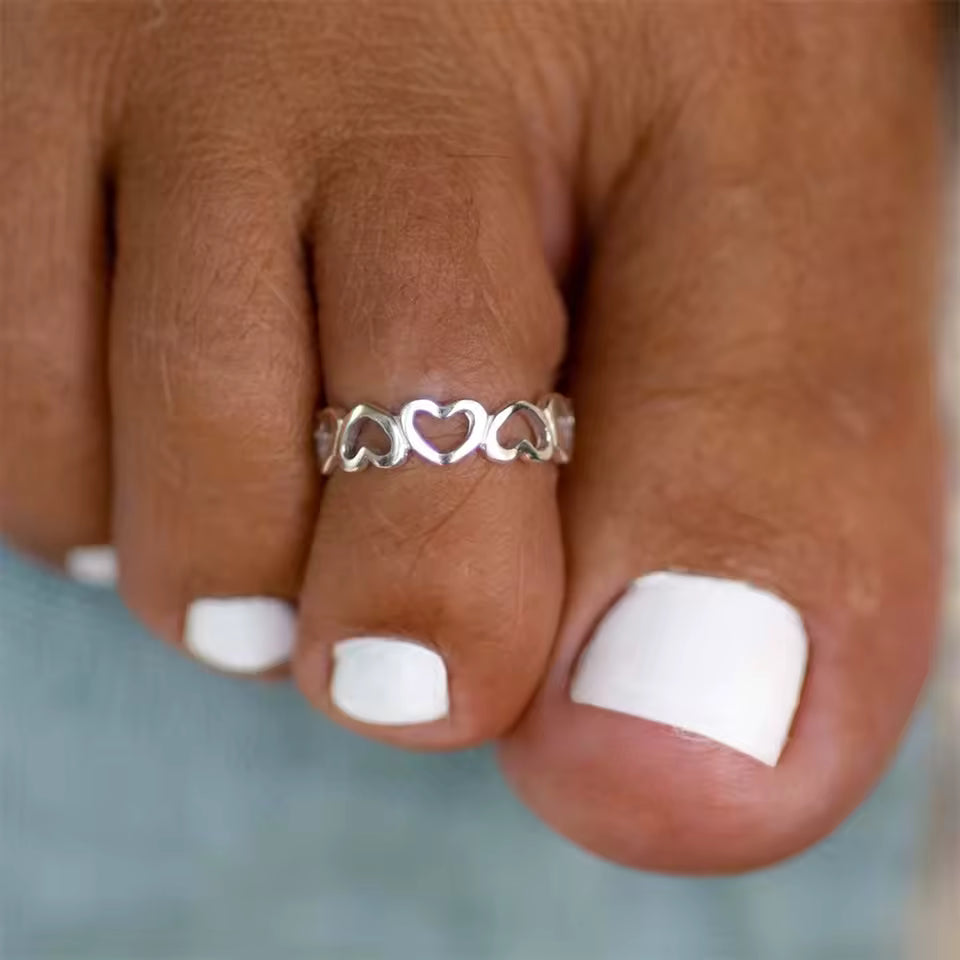 925 Sterling Silver Heart Toe Ring - 2 other designs