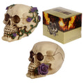 Gothic Skull Decoration with Purple Roses Ornament