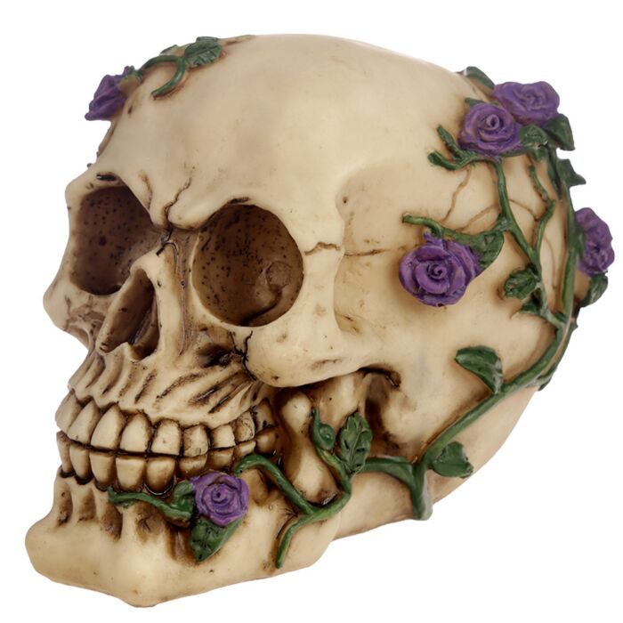 Gothic Skull Decoration with Purple Roses Ornament