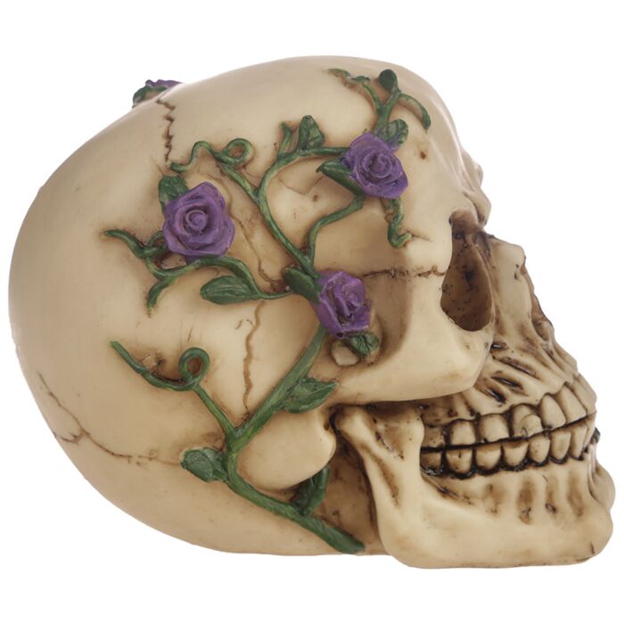 Gothic Skull Decoration with Purple Roses Ornament
