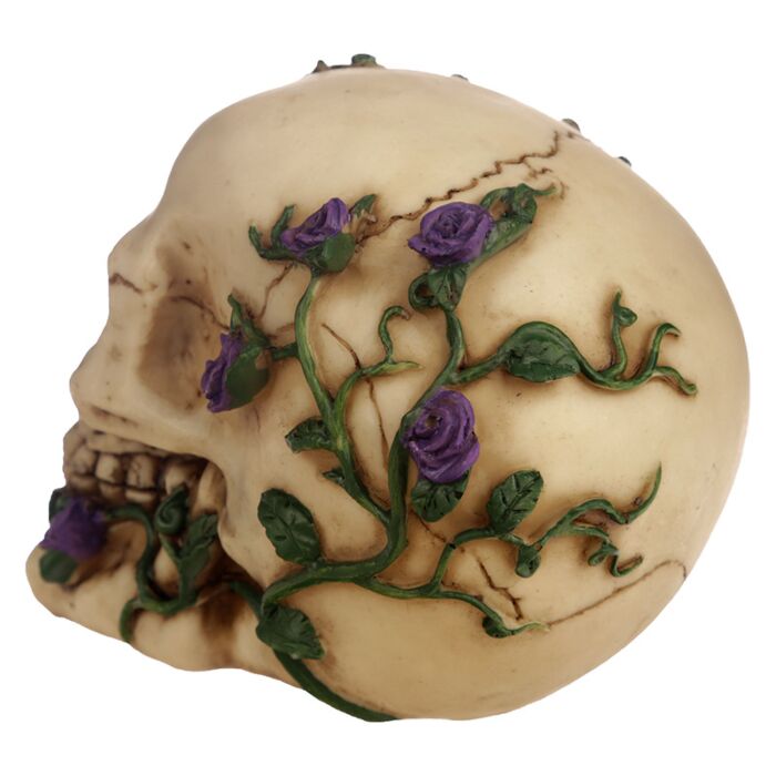 Gothic Skull Decoration with Purple Roses Ornament