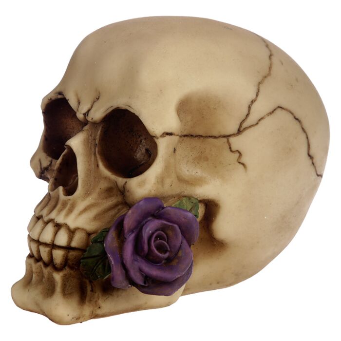 Gothic Skull Decoration with Purple Roses Ornament