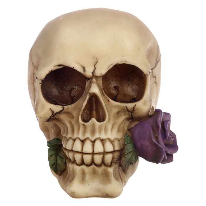 Gothic Skull Decoration with Purple Roses Ornament