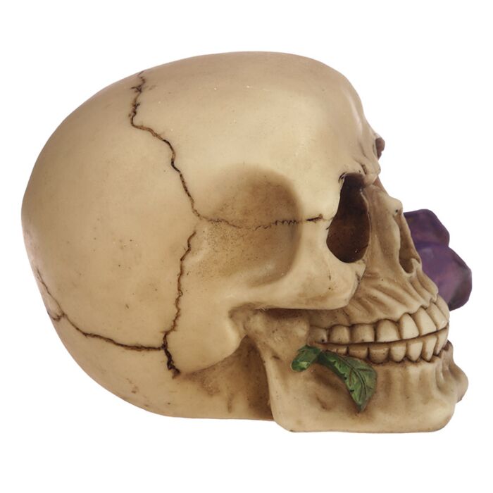 Gothic Skull Decoration with Purple Roses Ornament