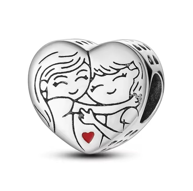 925 Sterling Silver Family & Love Heart Charms