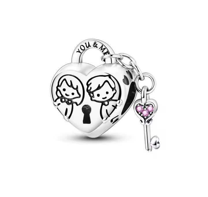 925 Sterling Silver Family & Love Heart Charms