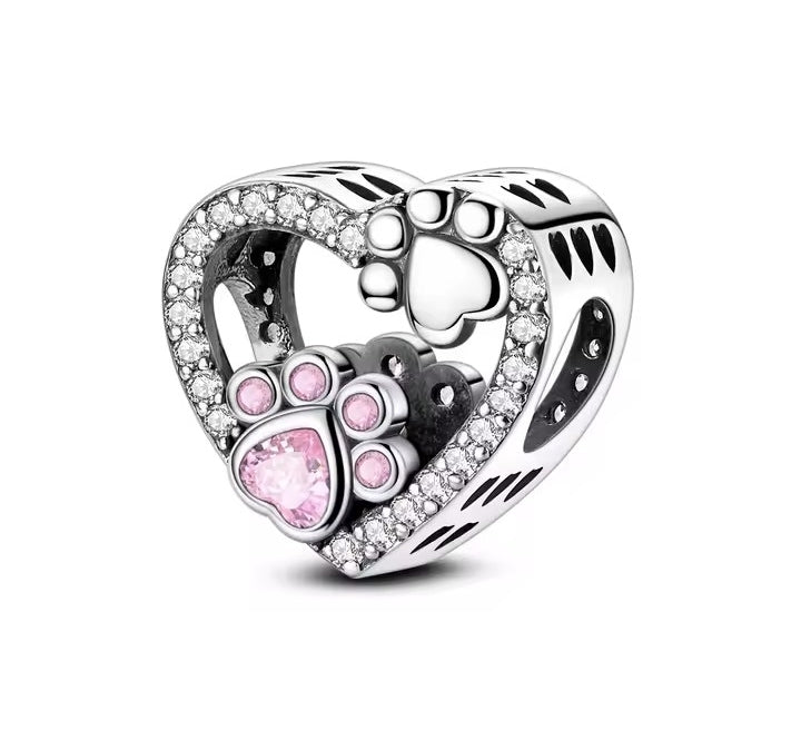 925 Sterling Silver Family & Love Heart Charms