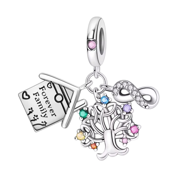925 Sterling Silver Family & Love Heart Charms