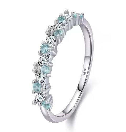 925 Sterling Silver Mint Green Stackable Eternity Rings Zircon Stones 2 Designs - Truly Yours