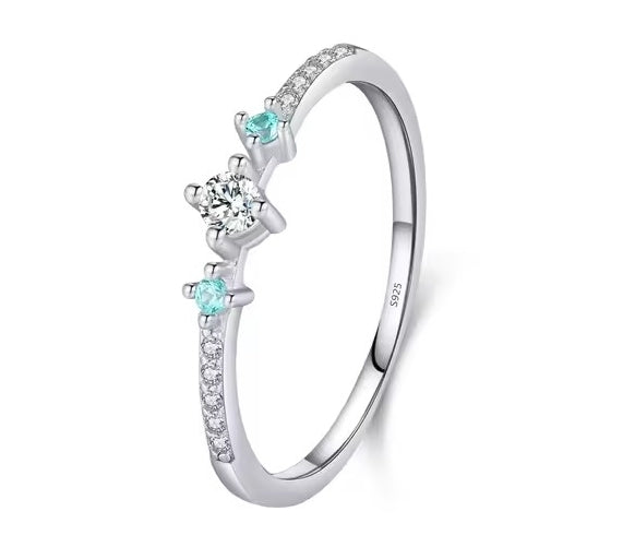 925 Sterling Silver Mint Green Stackable Eternity Rings Zircon Stones 2 Designs - Truly Yours