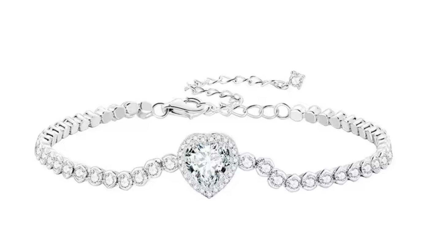 Shining Heart Zircon Bracelet in 925 Sterling Silver - Truly Yours