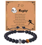 Adjustable Natural Stone Sports Bracelet with Inspirational Message Card