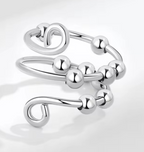 925 Sterling Silver Anxiety Rings- Fidget Spinner Bead Rings for Stress Relief, Adjustable Open Design - various designs