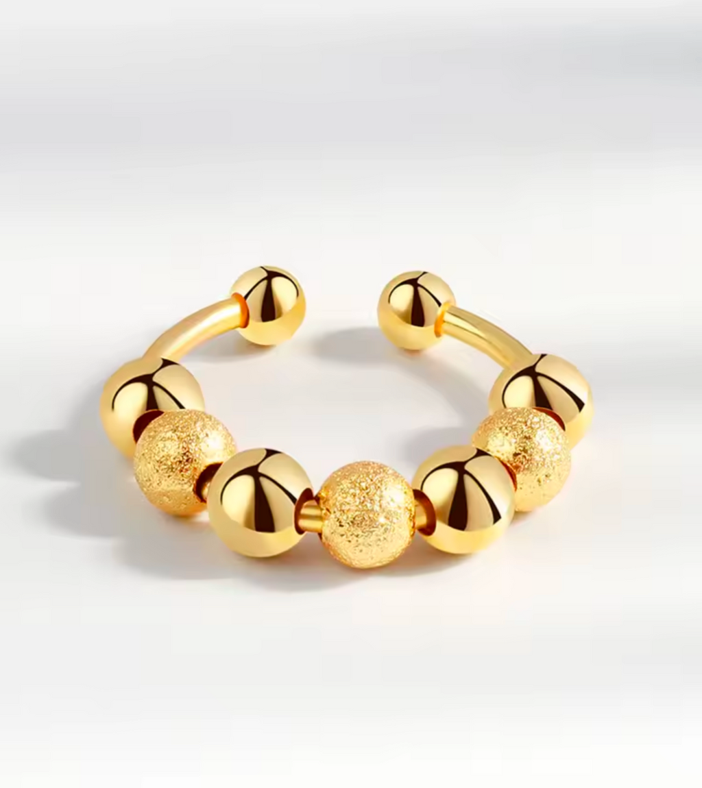 925 Sterling Silver Anxiety Rings- Fidget Spinner Bead Rings for Stress Relief, Adjustable Open Design - various designs