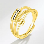 925 Sterling Silver Anxiety Rings- Fidget Spinner Bead Rings for Stress Relief, Adjustable Open Design - various designs