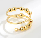 925 Sterling Silver Anxiety Rings- Fidget Spinner Bead Rings for Stress Relief, Adjustable Open Design - various designs