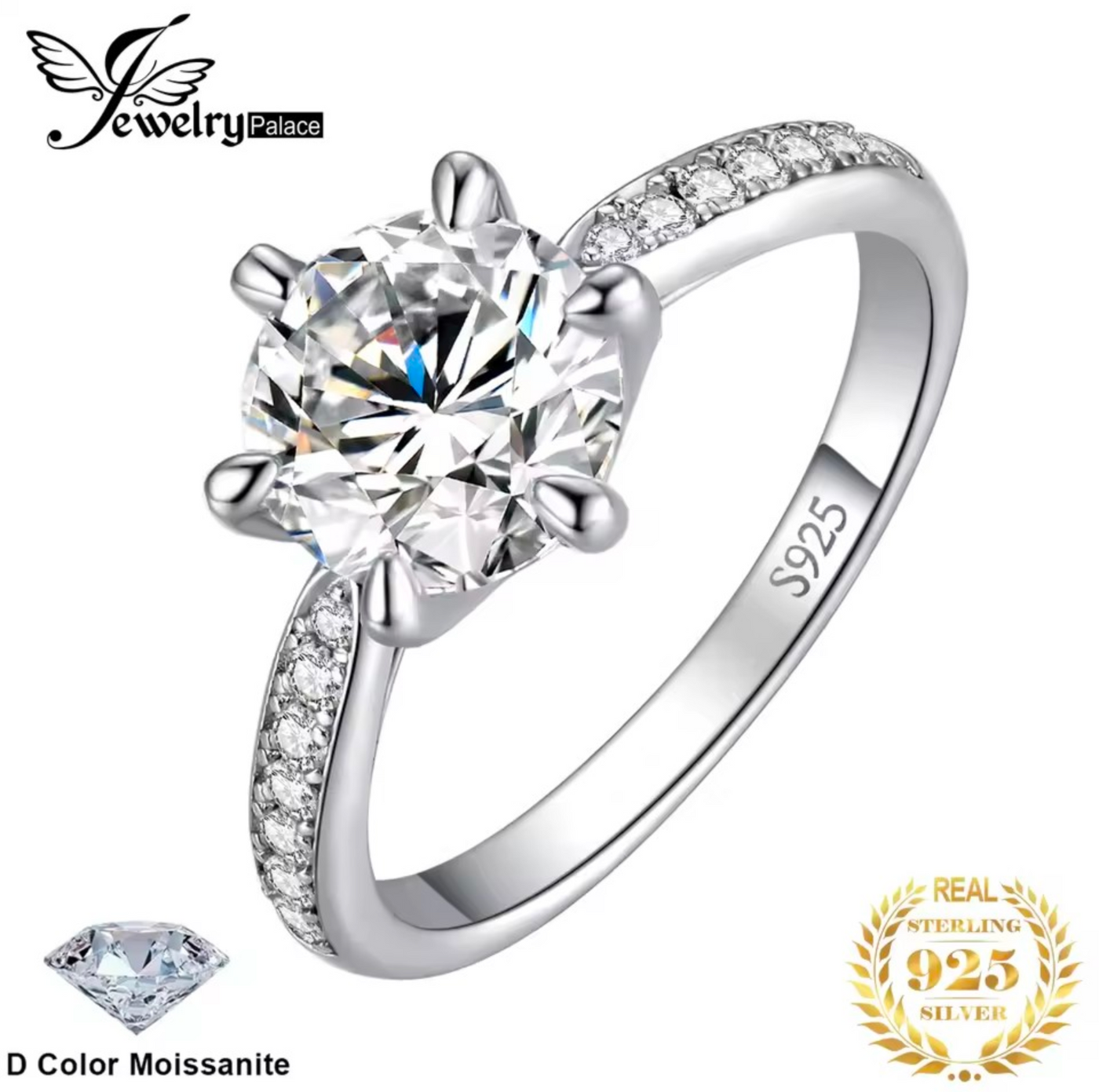 Moissanite Engagement Ring - 0.5ct Round Cut, S925 Sterling Silver - Truly Yours
