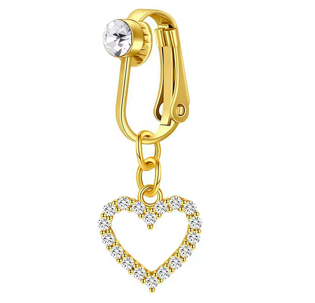 Crystal-Embedded Fake Navel Clips