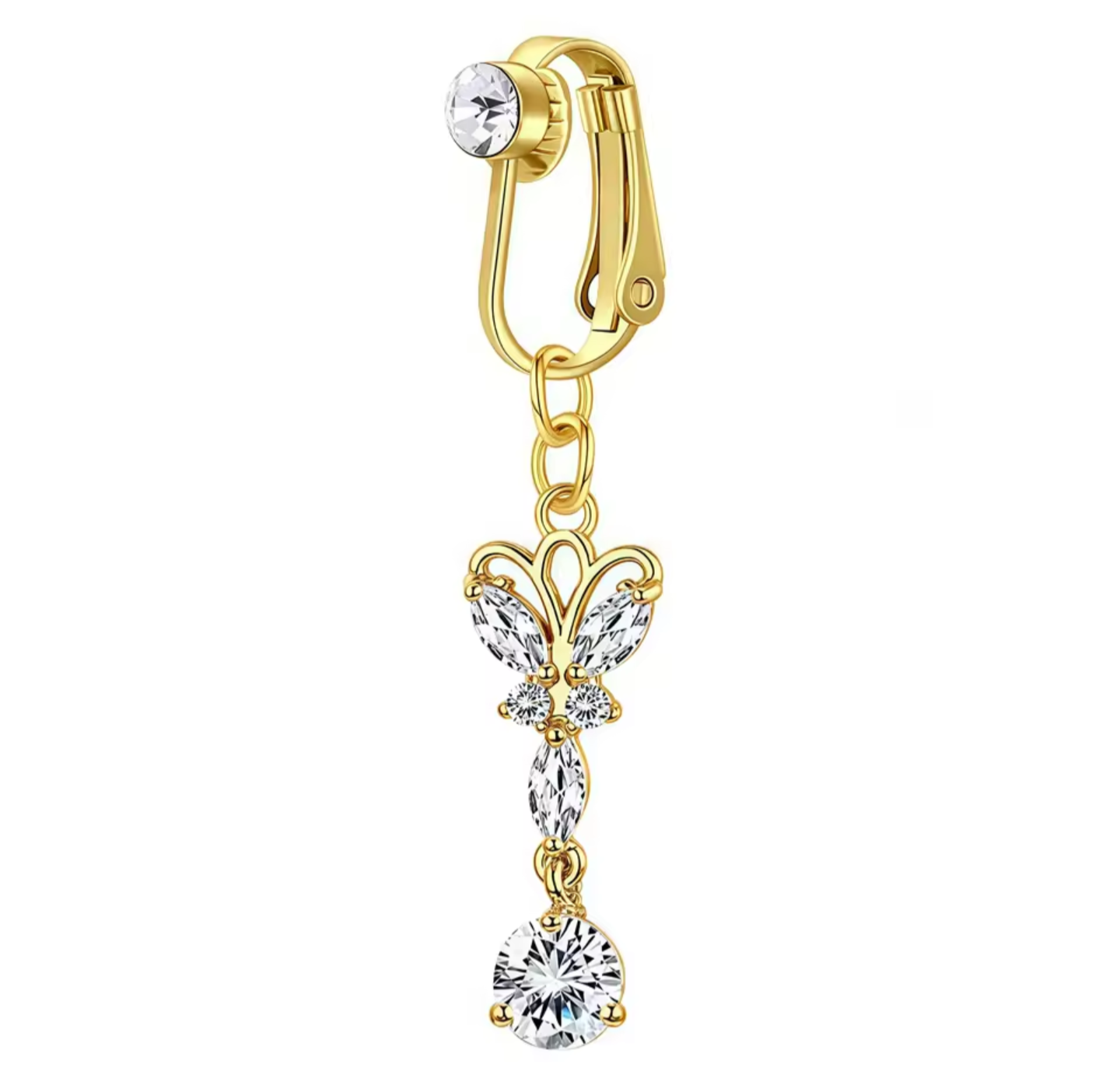 Crystal-Embedded Fake Navel Clips - Truly Yours