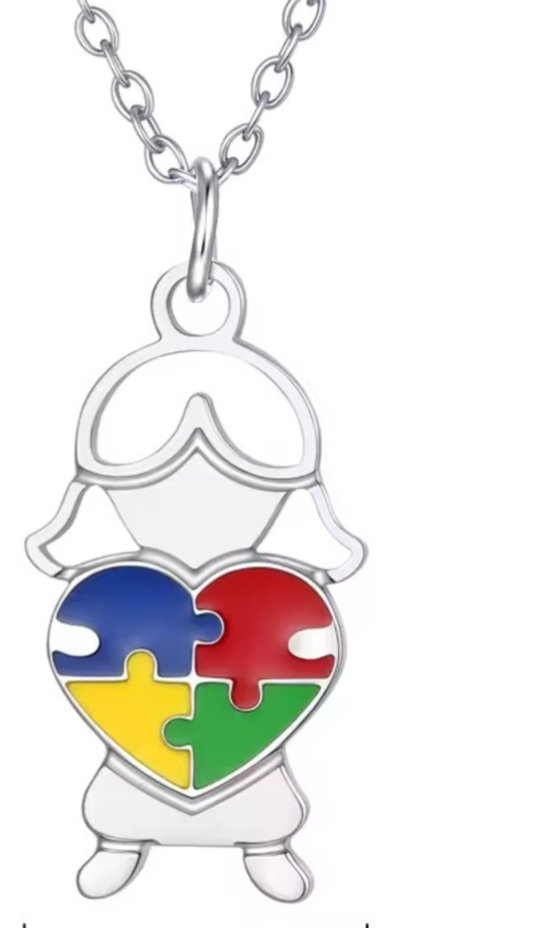 Autism Awareness Heart Pendant – Stainless Steel Necklace - Truly Yours