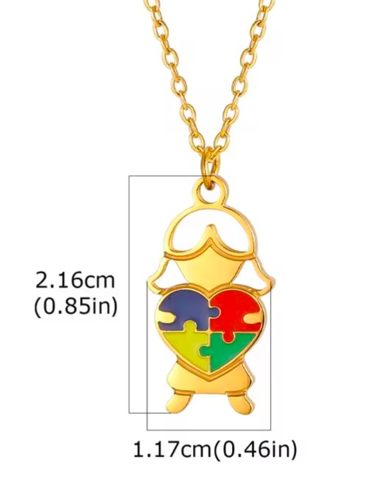 Autism Awareness Heart Pendant – Stainless Steel Necklace