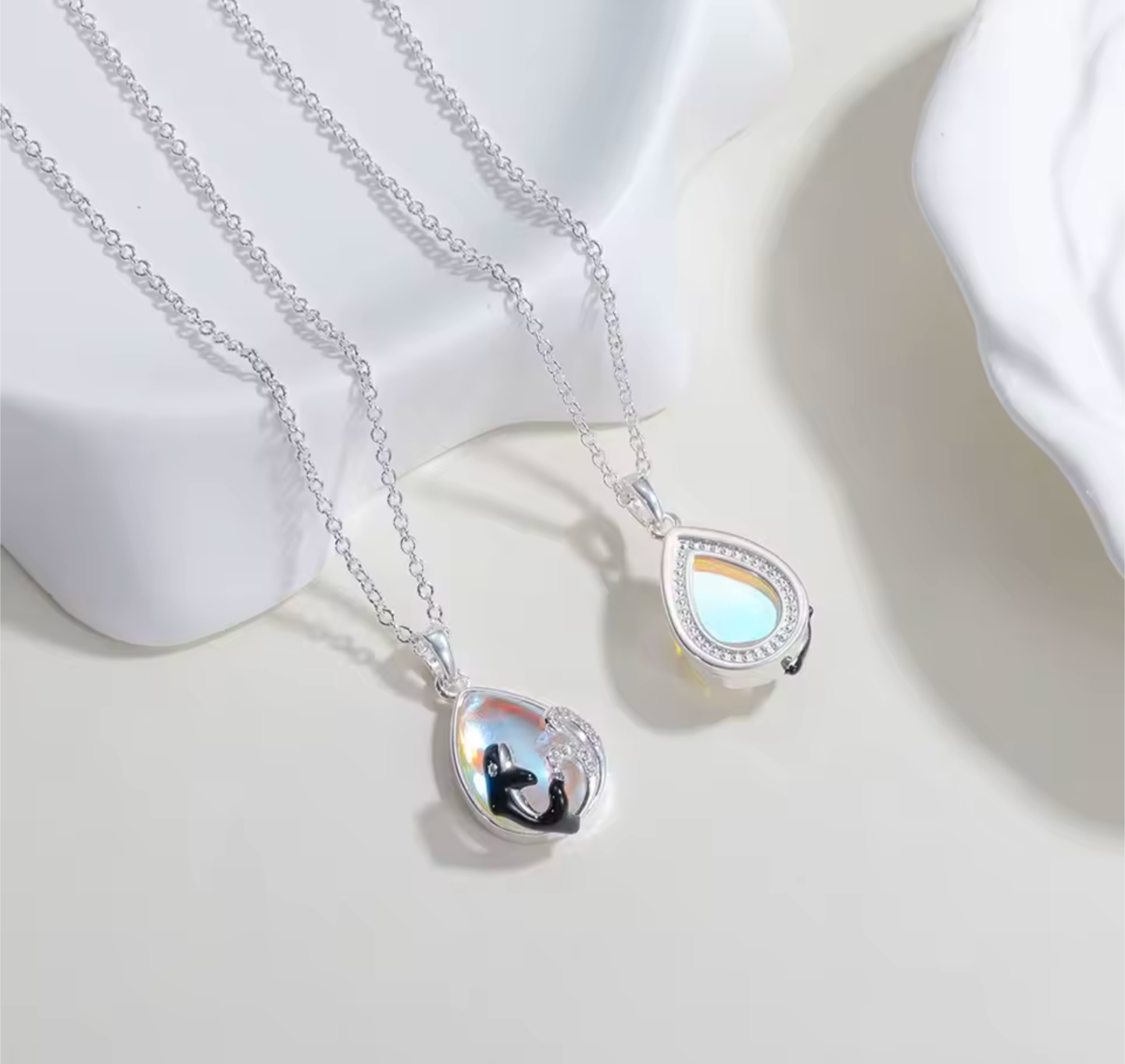 Moonstone Orca Pendant in 925 Sterling Silver