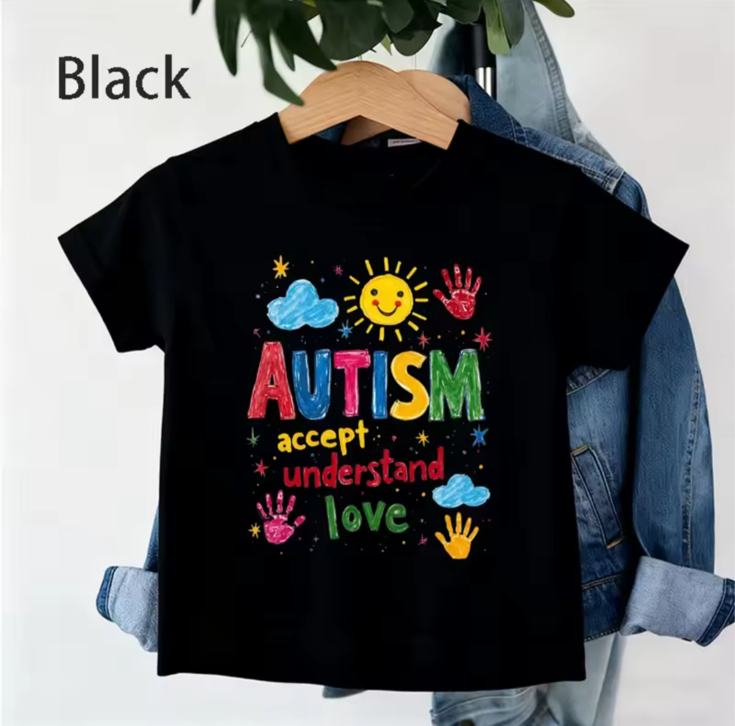 Kids' Autism Awareness T-Shirt - "Accept, Understand, Love" Graphic Tee - 100% Cotton Short Sleeve Top for Boys & Girls