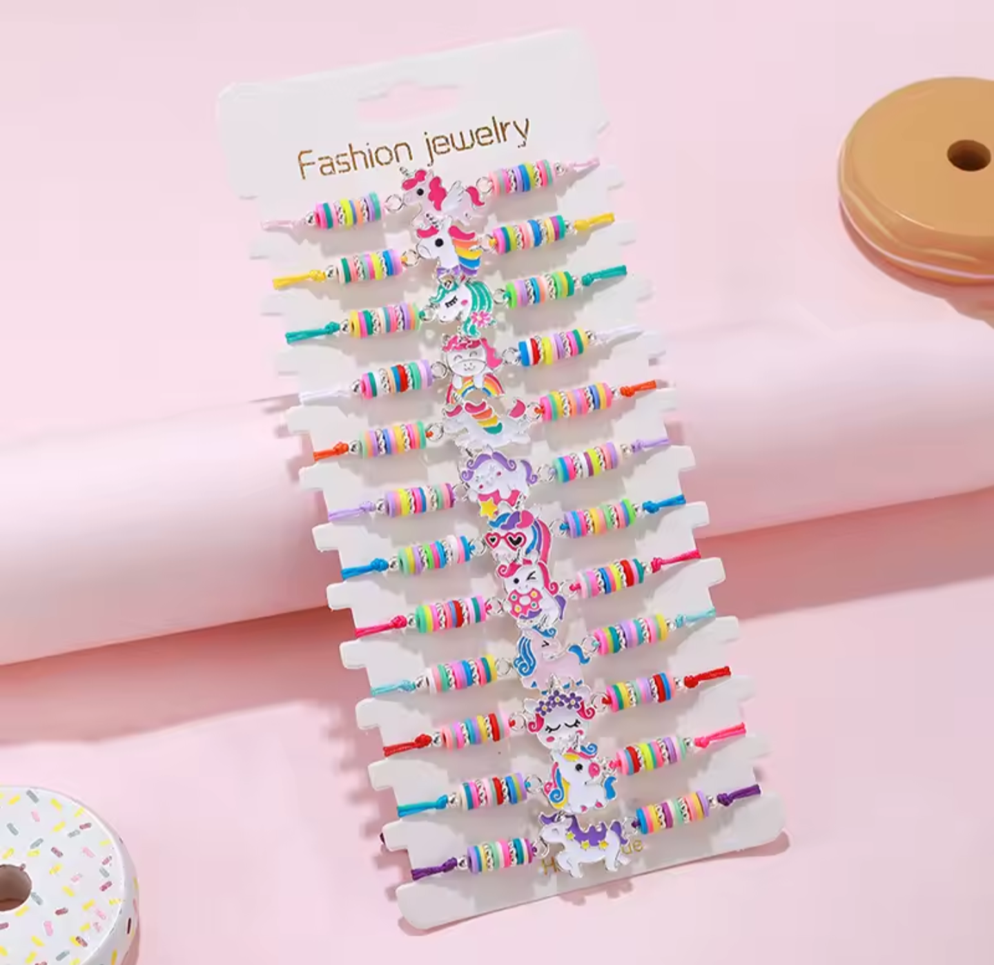 12-Piece Fashion Bracelet Sets - Colorful Beaded Stretch Bracelets with Cute Charms