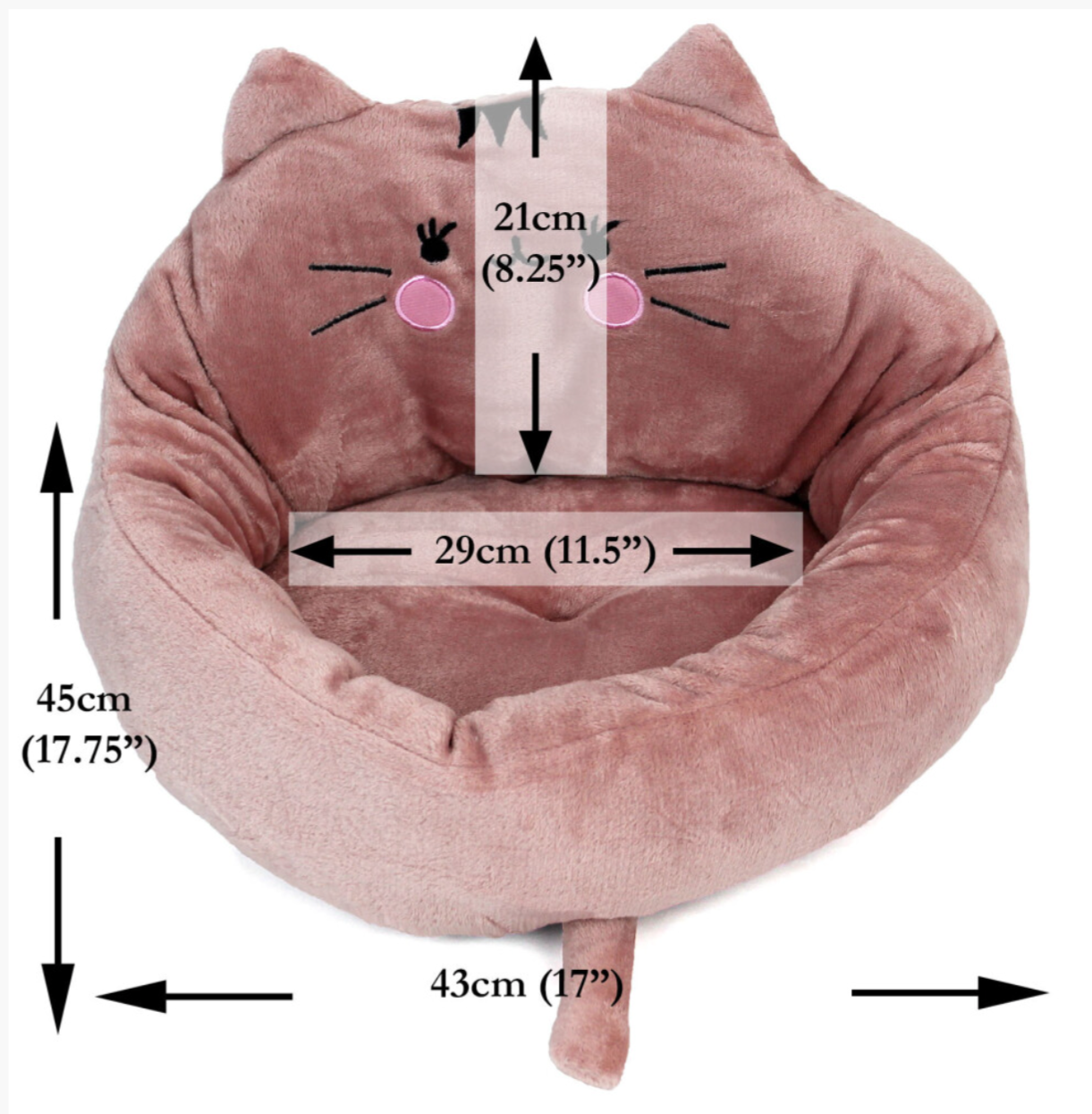 Pink Cat Bed for Cats & Small Dogs - Padded Cushion, Anti-Slip, Washable