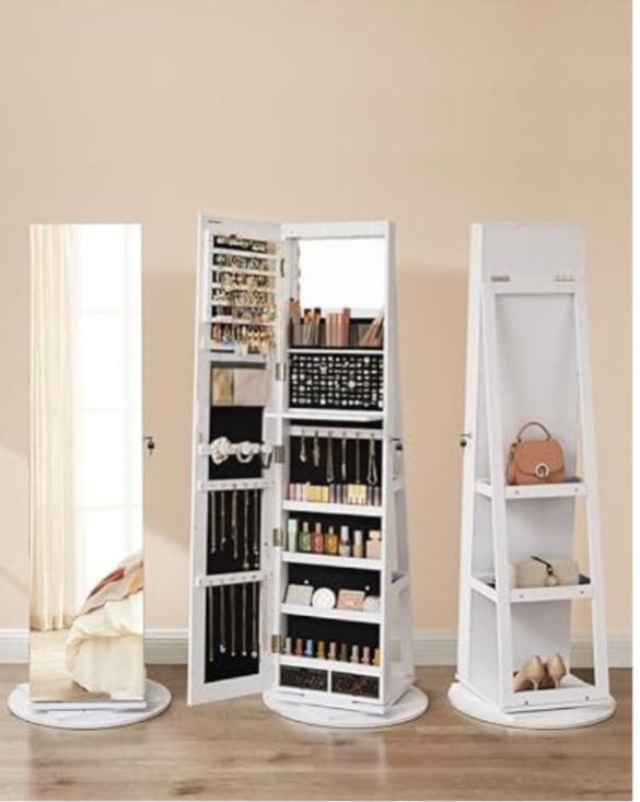 Full-Length Mirror Jewellery Cabinet with LED & Makeup Station - Truly Yours