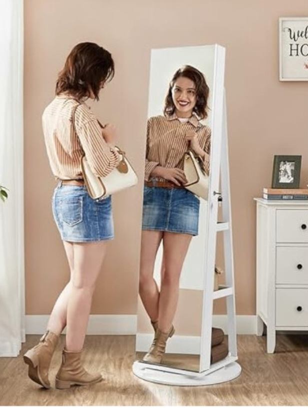 Full-Length Mirror Jewellery Cabinet with LED & Makeup Station - Truly Yours