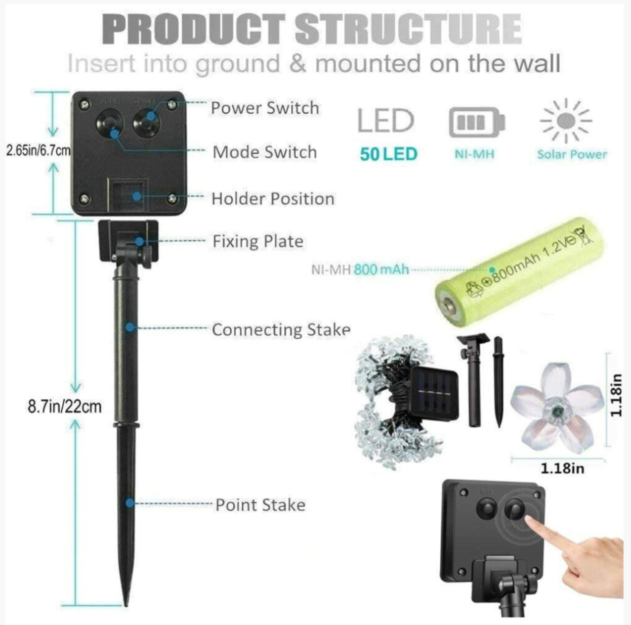 50 LED Blossom Solar Fairy Lights Garden lights