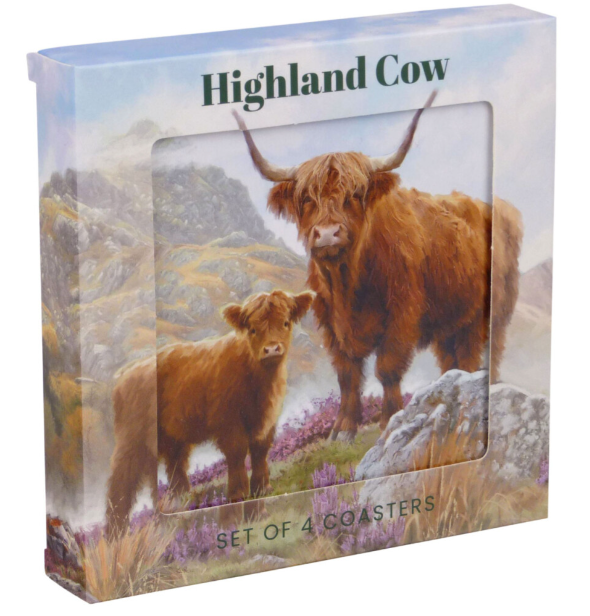 Set of 4 Coasters Highland Cows Coo The Leonardo Collection