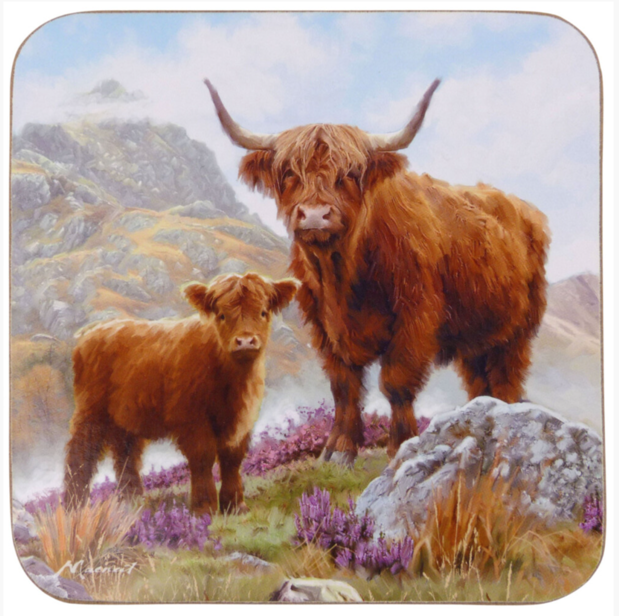Set of 4 Coasters Highland Cows Coo The Leonardo Collection Coasters