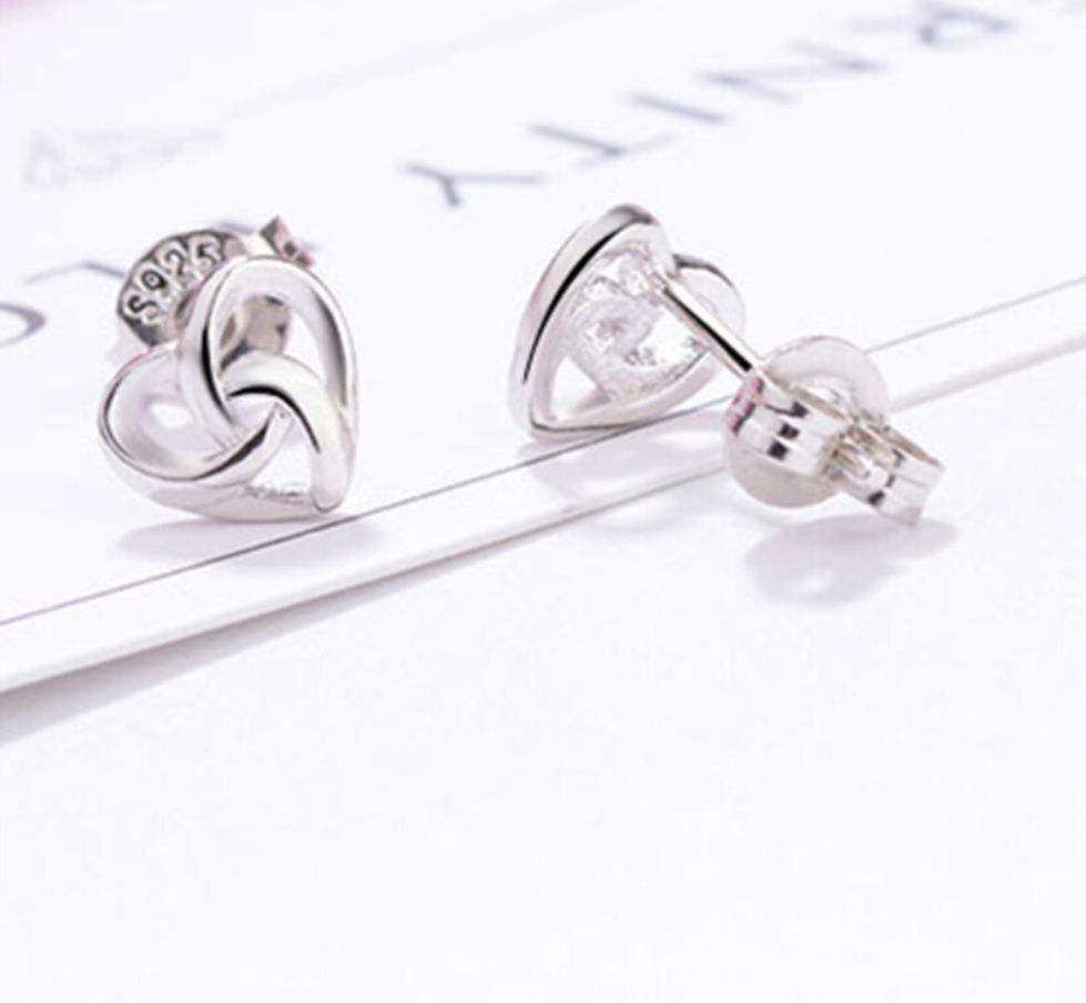 925 sterling silver stud earrings heart shape - Truly Yours