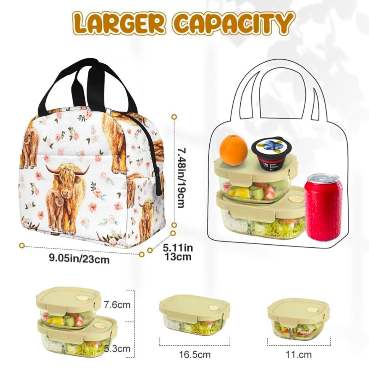 Highland Cow Insulated Lunch Bag